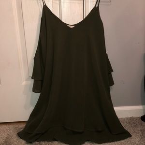 Olive Green Cold-Shoulder Dress